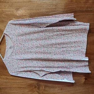 Kim Rogers Perfectly Soft Crew Neck Tee White Polka Dot 100% Cotton ¾-Sleeve XXL